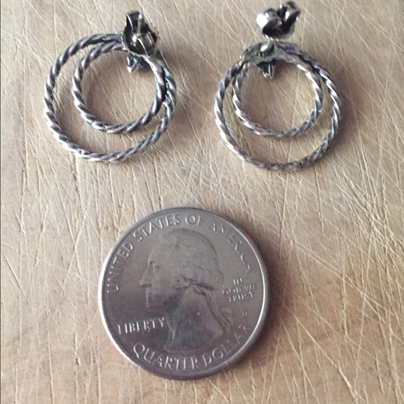 Vintage silver rope earrings - Picture 3 of 5